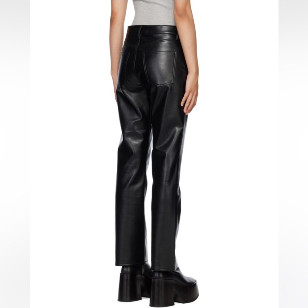 NWT AGOLDE Recycled Leather Mid Rise Relaxed fit Boot Cut Bootcut Pants Trousers - Picture 7 of 16